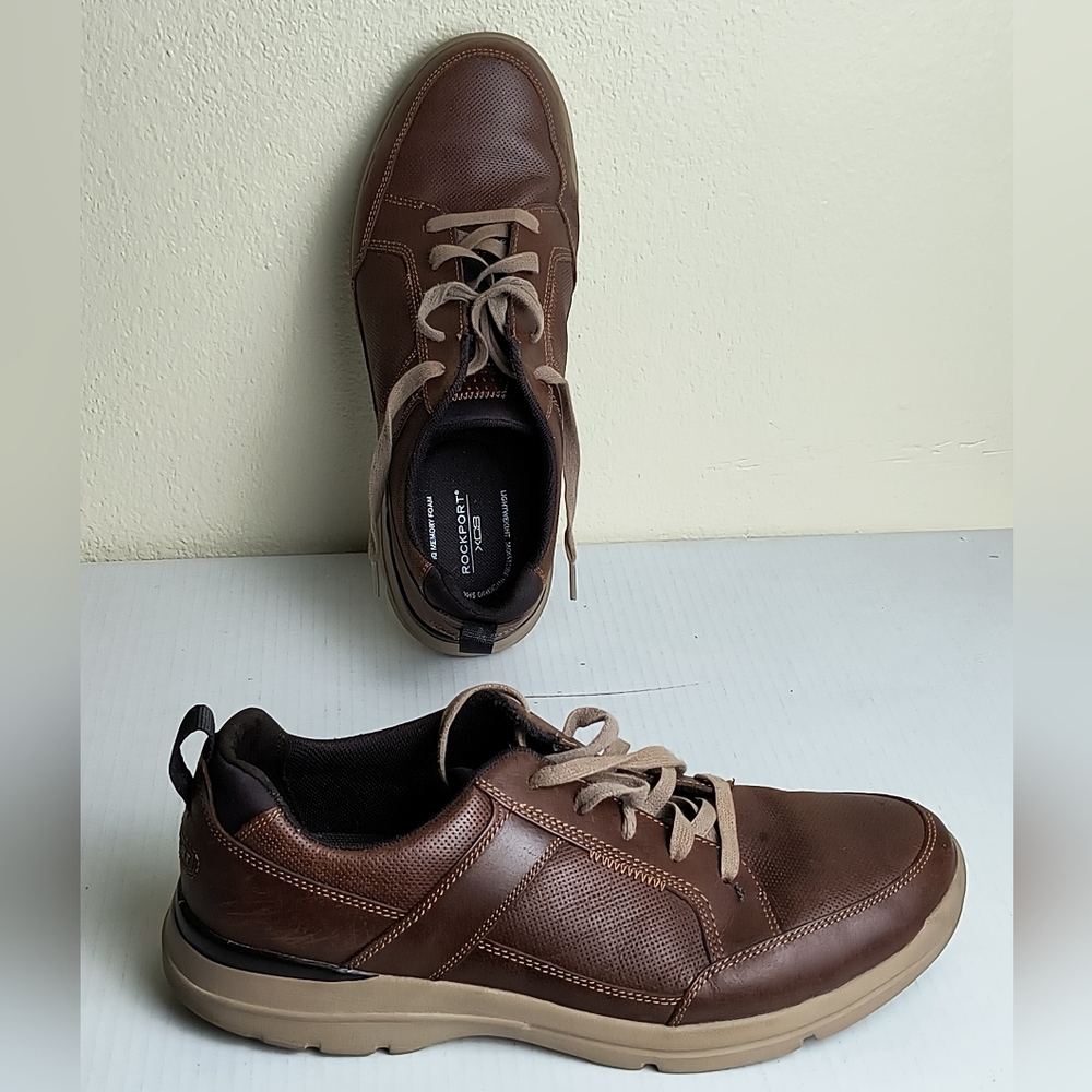 Rockport Brown Sneakers with Matte Leather Finish Men's Size 11 Lightweight